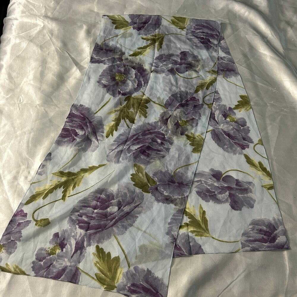 Purple floral silk scarf
